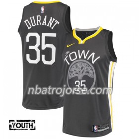 Barn Golden State Warriors Tröja Kevin Durant 35 Nike 2017-18 Svart Swingman